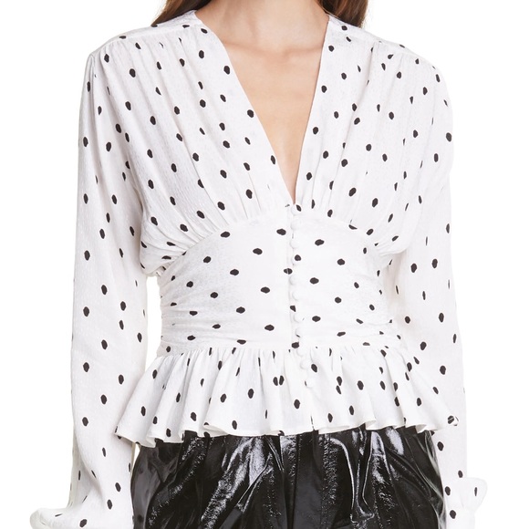 ROTATE by Birger Christensen Tracy Long Sleeve Polka Dot Top - Picture 3 of 11